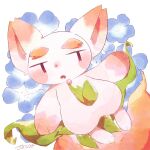  1other animal_ears bag blue_flower blush cat cat_ears flower furry leaf open_mouth original plant zorao 