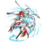  1girl aiming attack black_footwear boots bow_(weapon) bow_and_arrow_hold fire_emblem fire_emblem_fates fire_emblem_heroes frown full_body gloves halo hinoka_(fire_emblem) holding holding_bow_(weapon) holding_weapon official_alternate_costume official_art open_mouth red_eyes red_gloves redhead sheath short_hair solo teeth upper_teeth_only v-shaped_eyebrows weapon white_background 