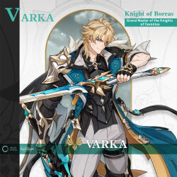  1boy black_gloves black_shoes blonde_hair blue_eyes boots closed_mouth commentary cowboy_shot cross_scar dual_wielding english_commentary genshin_impact gloves hair_between_eyes highres holding holding_weapon male_focus mullet multiple_scars multiple_weapons official_art scar scar_on_arm scar_on_cheek scar_on_face shoes short_hair smile solo standing varka_(genshin_impact) weapon 