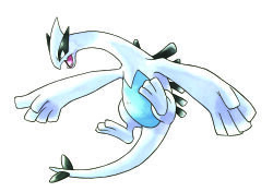  absurdres animal_focus fangs full_body highres lugia no_humans official_art open_mouth pokemon pokemon_(creature) pokemon_focus pokemon_gsc second-party_source simple_background solo sugimori_ken v-shaped_eyes white_background 