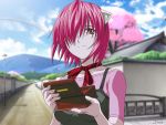  elfen_lied highres horns lucy rainbow red_eyes ribbon tears wallpaper 