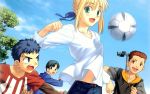  1girl 3boys artoria_pendragon_(all) character_request fate/grand_order fate/hollow_ataraxia fate/stay_night fate_(series) saber soccer tagme type-moon 