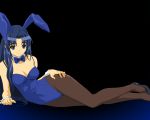  asakura_ryouko black blue_eyes blue_hair bunny_ears bunnygirl bunnysuit long_hair pantyhose suzumiya_haruhi_no_yuuutsu vector_trace wallpaper 