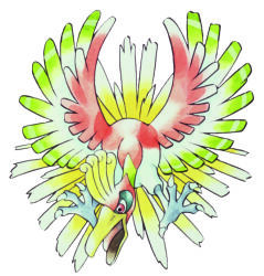  animal_focus bird full_body ho-oh no_humans official_art open_mouth orange_eyes pokemon pokemon_(creature) pokemon_focus pokemon_gsc second-party_source simple_background solo sugimori_ken tongue white_background 