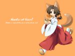  animal_ears fox_ears foxgirl japanese_clothes miko orange tail udon wallpaper 