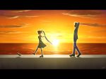  bird boon highres kamio_misuzu key kunisaki_yukito ogata orange sora sunset wallpaper 