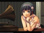  black_hair bob_cut bracelet gagraphic grey_eyes hairband jewelry nagahama_megumi phonograph short_hair wallpaper 