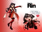  animal_ears black_hair blue_eyes cat_ears chibi engrish fate/stay_night fate_(series) heart highres kaleido_ruby ranguage thighhighs tohsaka_rin toosaka_rin wink 