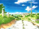  cafe_alpha cloud no_humans power_lines road rural scenery scenic sky wallpaper yokohama_kaidashi_kikou 