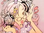  air_gear blush brown_eyes glasses headphones headset highres music musical_note noyamano_ringo oogure_ito open_mouth pink_hair vector_trace wallpaper wink 