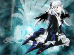  gothic pink_eyes rozen_maiden suigintou vector_trace wallpaper white_hair wings 