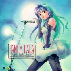  blue_hair dress earring elbow_gloves fancy_lala fancy_lala_(character) gloves idol microphone pantyhose red_eyes takada_akemi 