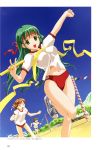  green_hair gym_uniform happoubi_jin highres long_hair multiple_girls relay_baton relay_race running scan track_and_field 