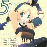  amazuyu_tatsuki blonde_hair breasts calendar fantasy_earth_zero gloves green_eyes highres may_(calendar) mitsumi_misato short_hair underboob 