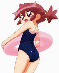  child fine from_behind fushigiboshi_no_futago_hime highres innertube looking_back one-piece_swimsuit open_mouth over_drive solo sugimura_tomokazu swimsuit swimsuit twintails wave_ride 