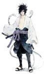  bad_id male naruto simple_background solo sumishuu sword uchiha_sasuke weapon 