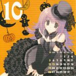  calendar dress gothic_lolita halloween hat highres lolita_fashion long_hair mitsumi_misato october original 