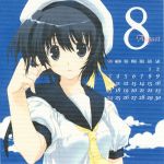  august black_hair calendar hat highres mitsumi_misato original short_hair sky 