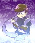  1boy bags_under_eyes black_capelet book brown_hair capelet chain half-closed_eyes holding holding_book long_sleeves male_focus matsuno_ichimatsu messy_hair minto_(minton) nervous open_book open_mouth osomatsu-san priest short_hair solo stole sweat 