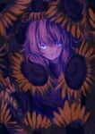  1girl blonde_hair blue_eyes eyelashes flower genkai_ramen glowing glowing_eyes hair_between_eyes highres lips long_hair looking_at_viewer parted_lips solo sunflower tagme upper_body urotsuki wide-eyed yume_2kki 