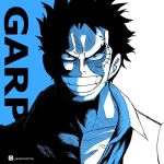  1boy aged_down artist_name black_hair character_name looking_at_viewer male_focus monkey_d._garp one_piece scar scar_on_face shirt short_hair smile solo teeth yasseractive 