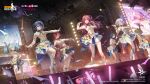  6+girls artist_request balloon bandaged_head bandages black_hair blonde_hair blue_eyes blue_hair boots bow brown_eyes brown_hair closed_mouth commentary company_name concert copyright_name crossover dancing disco_ball english_commentary girls_frontline glowstick hair_bow highres holding_glowstick hoshikawa_lily idol konno_junko light_blue_hair light_green_hair long_hair long_sleeves looking_at_viewer low_twintails minamoto_sakura mizuno_ai multicolored_clothes multicolored_hair multicolored_skirt multiple_girls night nikaidou_saki no_socks official_art open_mouth orange_hair pink_hair polka_dot polka_dot_bow print_skirt promotional_art red_eyes screen short_hair skirt smile stage_lights star_balloon starry_sky_print stereo streaked_hair twintails very_long_hair white_footwear white_hair white_skirt yamada_tae yellow_eyes yuugiri_(zombie_land_saga) zombie_land_saga 