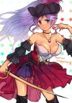  1girl breasts commission commissioner_upload earrings fire_emblem fire_emblem:_genealogy_of_the_holy_war highres ishtar_(fire_emblem) jewelry long_hair necklace pirate pirate_costume purple_hair r123 signature skeb_commission skirt sword violet_eyes weapon 