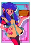  1girl blush bow chinese_clothes hair_bow happy highres menma_(enaic31) open_mouth purple_hair ranma_1/2 shampoo_(ranma_1/2) solo standing violet_eyes waitress white_bow 