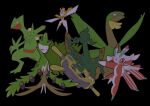  anchor arboliva black_background claws closed_eyes closed_mouth colored_sclera dhelmise highres kartana lurantis no_humans olive pokemon pokemon_(creature) sceptile simple_background tropius v_(govvvvw) wings yellow_sclera 