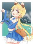  1girl akapocho alternate_costume animal_ears blonde_hair elbow_gloves fox_ears fox_tail gloves highres kantai_collection long_hair paw_pose satsuki_(kancolle) tail twintails yellow_eyes 