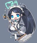  &lt;key&gt;_(robot)_(blue_archive) 1girl :d absurdly_long_hair apron aris_(blue_archive) aris_(maid)_(blue_archive) black_hair blue_archive blue_bow blue_bowtie blue_eyes bow bowtie chibi commentary_request full_body hair_bow hair_ribbon halo highres holding holding_mop long_hair looking_at_viewer maid maid_apron maid_headdress mary_janes mop official_alternate_costume pantyhose parted_bangs ran_system ribbon shoes short_sleeves side_ponytail sidelocks simple_background smile solo standing standing_on_one_leg very_long_hair white_pantyhose wristband 