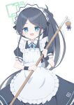  &lt;key&gt;_(blue_archive) &lt;key&gt;_(robot)_(blue_archive) 1girl :d apron aris_(blue_archive) aris_(maid)_(blue_archive) black_dress black_hair blue_archive blue_eyes blue_ribbon blush broom collared_shirt cowboy_shot dress frilled_apron frills green_halo halo high_ponytail highres holding holding_broom layered_clothes long_hair looking_at_viewer neck_ribbon official_alternate_costume open_mouth parted_bangs puffy_short_sleeves puffy_sleeves raised_eyebrows ribbon shirt short_sleeves sidelocks simple_background smile solo tyakomes variant_set white_apron white_background white_shirt wrist_cuffs 