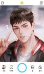  1boy ? black_jacket blush brown_eyes brown_hair camera_phone character_request dong2342 jacket korean_text male_focus open_clothes open_jacket parted_lips portrait shirt short_hair slam_dunk_(series) solo translation_request v white_shirt 