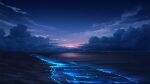  beach blue_sky clouds cloudy_sky highres horizon morning night no_humans ocean pei_(sumurai) scenery shore sky star_(sky) starry_sky sunlight water waves 