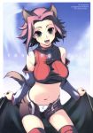  4t bare_shoulders code_geass cover cover_page dog_ears dog_tail doujinshi highres inumimi kallen_stadtfeld midriff open_fly panties sleeveless sleeveless_turtleneck tail takayoshi thighhighs turtleneck underwear unzipped 