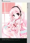 bose brown_eyes headphones highres ipod_touch musical_note original pink pink_hair scarf short_hair solo ushiki_yoshitaka 
