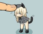  cat_ears cat_tail chibi fingers hat helma_lennartz military military_uniform minigirl strike_witches tail uniform uno_ichi 
