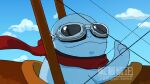  aircraft airplane artist_name biplane blue_sky clouds commentary_request flight_goggles goggles no_humans pic_koiwai pokemon pokemon_(creature) quagsire red_scarf scarf sky solo thumbs_up twitter_username upper_body watermark 