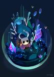  artist_name bug crystal english_commentary flower hollow_knight hyamei knight_(hollow_knight) no_humans plant 