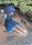  1girl beach cirno highres kiyonetto sand shore sitting solo touhou water 