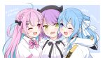  3girls felutiahime highres hololive hoshimachi_suisei minato_aqua multiple_girls startend_(hololive) tokoyami_towa virtual_youtuber 