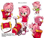  absurdres aged_down amy_rose english_text green_eyes hammer hedgehog hedgehog_ears hedgehog_tail highres holding holding_hammer isa-415810 pink_fur sleeveless sonic_(series) 