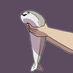  animal animal_focus brown_background fish holding holding_animal holding_fish longcat_(meme) meme open_mouth original out_of_frame sacabambaspis shapoco simple_background triangle_mouth 