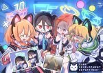  &lt;key&gt;_(blue_archive) 5girls :t animal_ear_headphones animal_ears aris_(blue_archive) black_hair blonde_hair blue_archive blue_eyes blue_necktie cat_ear_headphones fake_animal_ears food game_development_department_(blue_archive) halo headphones hexaa highres jacket midori_(blue_archive) momoi_(blue_archive) multiple_girls necktie o_o open_clothes open_jacket open_mouth popsicle redhead school_uniform shaded_face siblings sisters teeth thigh-highs tie_clip twins upper_teeth_only yuzu_(blue_archive) 