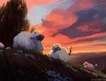  ashley_coad clouds dusk hill mareep no_humans outdoors pokemon pokemon_(creature) sheep sky web_address wooloo 