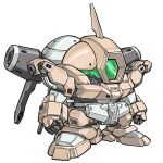  chibi clenched_hands demi_barding full_body gundam gundam_suisei_no_majo highres horns mecha mobile_suit no_humans nyun_seki robot science_fiction single_horn solo standing thrusters white_background 