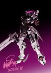  dated eye_trail full_body glowing glowing_eyes gundam gundam_suisei_no_majo holding holding_sword holding_weapon huge_weapon light_trail mecha mobile_suit no_humans purple_background robot schwarzette science_fiction signature simple_background solo sword violet_eyes weapon zzz_sakaz 