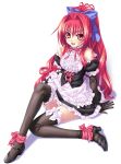  bare_shoulders bow corticarte_apa_lagranges frills garter_belt gothic_lolita hair_bow highres kannatsuki_noboru lingerie lolita_fashion long_hair maid panties pantyshot ponytail red_hair ribbon shinkyoku_soukai_polyphonica stockings thigh-highs thighhighs underwear 