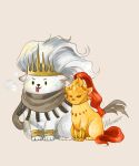  2boys animal_focus animalization crown dark_souls_(series) dark_souls_i dark_souls_iii dragon_slayer_ornstein helmet highres multiple_boys nameless_king tail white_fur 