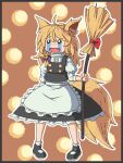  aksawshin animal_ears apron black_footwear black_skirt black_vest blonde_hair bow braid broom buttons fox_ears frilled_skirt frills hair_bow hat hat_bow kirisame_marisa kitsune long_hair mary_janes meme no_headwear pixel_art puffy_short_sleeves puffy_sleeves shirt shoes short_sleeves side_braid single_braid skirt skirt_set socks touhou turtleneck unfinished_dream_of_all_living_ghost vest waist_apron white_apron white_bow white_shirt wily_beast_and_weakest_creature 